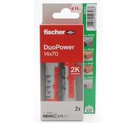 fischer - Duopower 14 x 70-2U, chevilles murales multi-matériaux, pour accrocher des vélos, des cadres, des armoires, des supports de télévision, des étagères, des meubles.