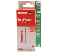 fischer - Duopower 14 x 70 avec vis - 2U, chevilles murales multi-matériaux, pour accrocher des vélos, des cadres, des armoires, des supports de télévision, des étagères, des meubles.