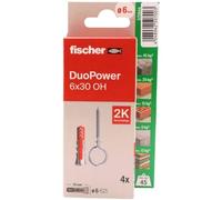 fischer - Duopower 6 x 30 avec broche fermée - 4U, chevilles murales multi-matériaux, pour accrocher des vélos, des cadres, des armoires, des supports de télévision, des étagères, des meubles.