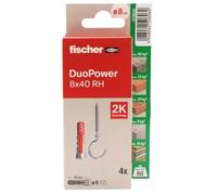 fischer - Duopower 8 x 40 avec broche ouverte - 2U, chevilles murales multi-matériaux, pour accrocher des vélos, des cadres, des armoires, des supports de télévision, des étagères, des meubles.