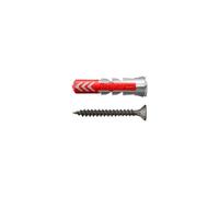 fischer DuoPower 8 x 40 S avec vis galvanisées noires au design industriel, chevilles universelles 2K pour béton, pierre pleine, pierre perforée et plaque de plâtre, 50 chevilles + 50 vis