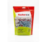 fischer DuoPower Ancrages muraux universels pour fixation en béton, brique, cloison sèche et bois, différentes tailles (100, 0,8 cm x 2,5-1,6 cm + vis, nouvelle version)