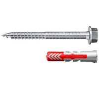 fischer DUOPOWER Lot de 50 chevilles universelles avec vis de sécurité, chevilles à 2 composants, chevilles en plastique pour fixation dans le béton, la brique, la pierre, les plaques de plâtre, etc