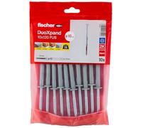 fischer DuoXpand Lot de 10 chevilles universelles de qualité supérieure avec vis à tête hexagonale et rondelle en U moulée (10 pièces), chevilles pour un maintien solide, idéales pour les matériaux de