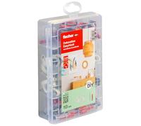 fischer easyDIY Kit de 113 pièces de décoration de boîte avec crochets DuoPower et vis 6-8 mm de diamètre, 30-40 mm de longueur, pour bricolage