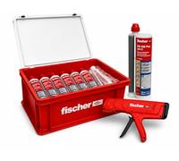 Fischer FIS EM Plus 390 S Kit de mortier à résine époxy 12 x 390 ml avec 24 mélangeurs statiques FIS MR Plus Pistolet d'expression FIS DM S Pro et mallette pour fixations lourdes dans le béton