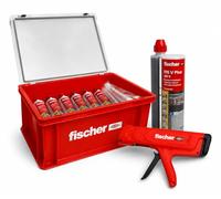 Fischer FIS V Plus 360 S Mortier à injection 12 x 360 ml Coffret d'artisans avec pistolet d'expression FIS DMS Colle d'ancrage et mortier composite pour béton, brique pleine, pierre perforée, fixation
