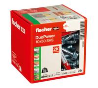Fischer Cheville DuoPower 10x50 S LD tous matériaux avec vis 25 pcs