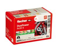 fischer fischer Cheville bi-matière DuoPower 6 x 30 S avec vis, boîte à fenêtre Quantité:50