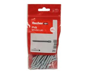 Fischer - Fixation tube cuivre - 20 pattes à vis bois 7x150 - 7 x 80 mm -