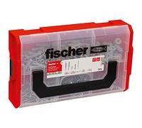 fischer - FixTainer de 240 pièces / 50 chevilles tous matériaux SX Plus, 50 chevilles universelles UX, 25 chevilles métalliques GK pour plaques de plâtre (+ outil de pose), 5 chevilles métalliques GKM pour carton-plâtre, 50 vis 4,5x40 et 50 vis 4,5x45 / Boite de 240