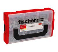 fischer FixTainer Lot de chevilles à expansion SX-Plus avec 210 chevilles (6 x 30, 60 8 x 40, 30 x 50), Boîte à outils pratique avec poignée et système de transport