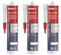 fischer High Tack AC Lot de 3 tubes de colle de montage inodore et à base d'eau pour l'intérieur, pour coller des composants et compenser les irrégularités, 310 ml chacun, blanc [Amazon Exclusive]