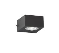 Fischer & Honsel Applique murale d'extérieur LED Helsinki - 2 ampoules - Protection IP54 - Métal et verre acrylique satiné - Noir - 8,3 x 5,3 cm