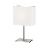 Fischer & Honsel Lampe de table Bozen | Nickel mat | Abat-jour en tissu blanc Chintz | L : 17 cm, l : 10 cm, H : 30 cm | avec interrupteur à cordon | 1 x E14 max. 25 W sans ampoule
