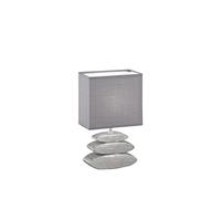 Fischer & Honsel | Lampe de table Liner | Chromé | Abat-jour en tissu | Gris | L : 17,00 cm, l : 10,00 cm, H : 29,00 cm, avec interrupteur à cordon | 1 ampoule E14 max. 25 W | 50427