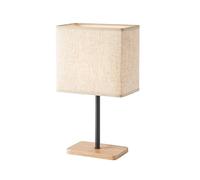 Fischer & Honsel Lampe de table Parma | Noir sable mat/chêne naturel | Abat-jour en tissu | Couleur sable lin | H 30 cm, D 10 cm | avec interrupteur à cordon | 1 x E14 max. 25 W sans ampoule
