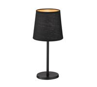 Fischer & Honsel Lampe de table Rimini | Noir sable mat | Abat-jour en tissu noir Chintz intérieur doré | H 30 cm, D 14 cm | avec interrupteur à cordon | 1 x E14 max. 25 sans ampoule