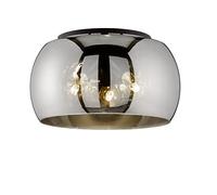 Fischer & Honsel Plafonnier « Dima », diamètre 40 cm, 3 ampoules E27, verre fumé et noir sable, lampe moderne de salon et de salle à manger (sans ampoule)