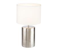 Fischer & Honsel Prata 50663 Lampe de table, avec abat-jour en tissu, lin blanc, hauteur : 43 cm, diamètre : 24 cm, avec interrupteur à cordon, 1 ampoule E27 max. 40 W sans ampoule