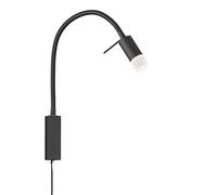 Fischer & Honsel | Spot mural flex, lampe de chevet, seng | noir sable | largeur : 4,00 cm, hauteur : 40,00 cm, longueur du mur : 40,00 cm | interrupteur à cordon | 1 x LED 4,5 W 2700 | 550 lm | EEG