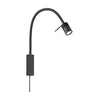 Fischer & Honsel | Spot mural flex, lampe de chevet, seng | noir sable | largeur : 4,00 cm, hauteur : 40,00 cm, sortie mur: 40,00 cm | interrupteur à cordon | 1 x LED 4,5 W 2700 | 550 lm | EEG : |