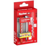 Fischer Chevilles HybridPower 10x90 FUS K – Sans outil, pour creux et pleins – 4 pièces