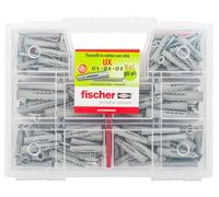 Fischer Kit UX, 544257 Coffret 80 chevilles UX avec vis assorties pour fixation sur mur plein, brique perforée, cloison sèche, 544257
