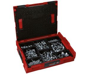 fischer - L-BOXX Spéciale Plombiers - Mallettede 600 pièces - Assortiment de Colliers Simples isophoniques, Pattes à vis Bois et rosaces Coniques
