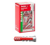Fischer Lot de 100 chevilles DuoPower, 8 x 40 mm, pour mur plein, brique perforée, cloison sèche, 537641