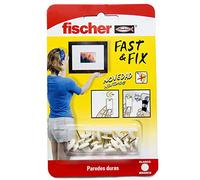 fischer - Lot de 12 crochets de base Fast & Fix - Fixation sans trous - Jusqu'à 8 kg de charge - Réutilisable - Idéal pour béton, plâtre et brique - Montage avec marteau - Blanc