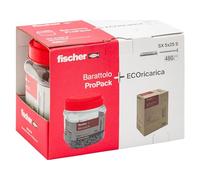 Fischer Lot de 480 chevilles SX 5 x 25 avec vis, avec bocal + ECORecharge