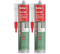 fischer - Mastic colle universel Multi MS blanc - pour collage et étanchéité - 1 cartouche de 290 ml avec canule à capuchon refermable (Lot de 2)