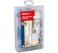 fischer Meister-Box Lot de 50 chevilles et vis pour cavité creuse, diamètre 10 mm, longueur 37-65 mm, pour bricoleurs et professionnels, idéal pour les plaques de plâtre simples et doubles