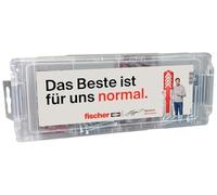 fischer Mini FixTainer Jürgen Klopp Signature Box avec 80 chevilles DuoPower (50 pièces 6 x 30, 30 pièces 8 x 40) et 80 vis, kit universel pour fixation avec compétition