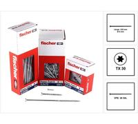 Fischer Power-Fast II FPF II Vis pour panneaux d'aggloméré 6,0x220 mm 50 pièces ( 670467 ) Tête fraisée avec filetage partiel Torx électro-zingué, passivé bleu