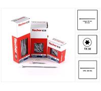Fischer Power-Fast II FPF II Vis pour panneaux d'aggloméré 6,0x60 mm 200 pièces ( 670482 ) Tête fraisée avec filetage partiel Torx électro-galvanisé, passivé bleu
