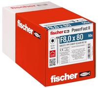 fischer Vis à bois fischer PowerFast II 8,0x80 6 pans TX, acier galavanisé, passivée bleu Quantité:50