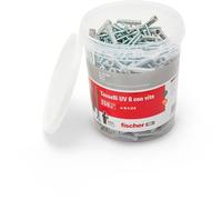 Fischer Chevilles nylon UV 6 S - Seau 250 chevilles 6x30 mm + 250 vis 4,5x40 mm - Gris