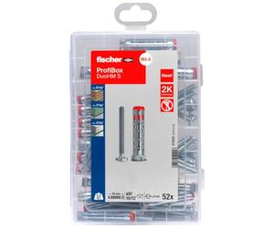 fischer - Valisette Profi-Box Chevilles Bi-Matières DuoHM pour Corps Creux, avec Vis à Tête Cylindrique, Empreinte PZ, 52 Pièces