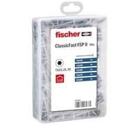 Fischer - Valisette Profi-Box de 110 Vis Zinguées pour Bois Aggloméré, Tête Fraisée, Empreinte Torx, Filetage Partiel - 20 6x80, 20 5x70, 30 5x60, 20 4,5x50, 20 4x40