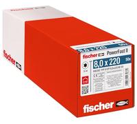 fischer - Vis de charpente PowerFast FPF II STP 8,0x220 revêtement zingué, Filetage partiel, tête fraisée Plate avec Empreinte Torx/Boîte de 50