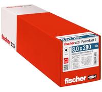 fischer - Vis de charpente PowerFast FPF II STP 8,0x280 revêtement zingué, Filetage partiel, tête fraisée Plate avec Empreinte Torx/Boîte de 50