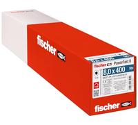 fischer - Vis de charpente PowerFast FPF II STP 8,0x400 revêtement zingué, Filetage partiel, tête fraisée Plate avec Empreinte Torx/Boîte de 50
