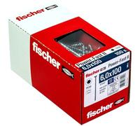 fischer - Vis PowerFast FPF II CTP 6,0x100 à Tête fraisée, empreinte TX, zingué blanc, filetage partiel - Boîte de 100