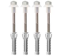 Fischer WB Lot de 4 chevilles en acier inoxydable pour WC et bidet à plancher avec trou vertical, vis en acier inoxydable AISI 430 et écrou nickelé
