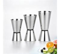 FISH DRAGATE set de 3 pcs doseur cocktail inoxydable,verre doseur | 15/20/25/30/40/50 ml,accessoires pour shaker,jigger pour gin,whiskey,alcool,bar