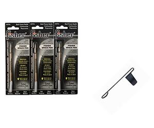 Fisher Lot de 3 recharges SPR4 pour stylo Bullet Fisher Space Pen, noir, avec un clip noir gratuit