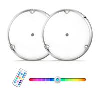 FISHOAKY 2Pcs 12V Lumières Intérieure à LED Lampe Eclairage, 8 Feux latéraux Multicolores, Plafonnier LED RV 54 LEDs avec Interrupteur, 800LM réglable RV de Toit de Lampes pour Camping-Car, Bateau