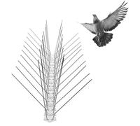 FISHTEC 4 Barrettes de Pics Anti Pigeons en Acier Inox | Base polycarbonate flexible et sécable, 40 pointes par barrette, 50 cm par unité pour 2m de protection linéaire extérieure